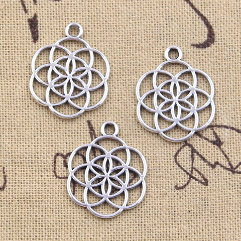 10pcs Charms flower of life yoga 25x20mm Antique Silver Color Pendants Making DIY Handmade Tibetan Finding Jewelry ► Photo 1/2