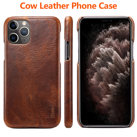 Genuine Leather Case for iPhone 12 Pro Max Luxury Business Real Skin Case for iPhone 11 12 Mini Protective Phone Back Cover ► Photo 1/6