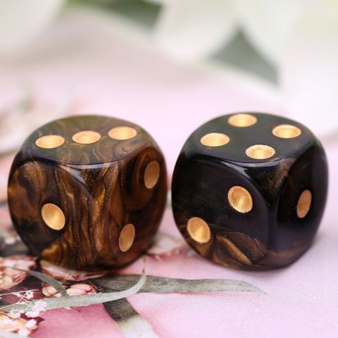 10 Pcs 16mm Resin Dice D6 Black Gold Points Round Edges KTV Bar Nightclub Entertainment Tools Adult Toys ► Photo 1/5