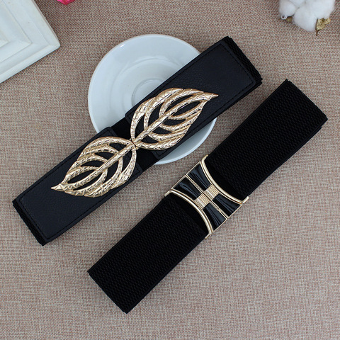 New Luxury Fashion Black Elasticity Belt Shirts Dresses Coats Decorated Butterfly Leaves Buckle Lady Waist Belts for Women ► Photo 1/6