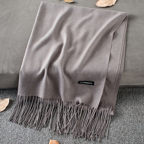 Soft Cashmere Scarves Women 2022 Autumn New Solid Color Wraps Thin Long Scarf with Tassel Casual Lady Winter Female Shawl ► Photo 1/6