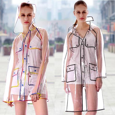 2022 New Fashion Women's Transparent Thicken  Plastic Raincoat Travel Waterproof Rainwear Adult Poncho Outdoor Rain Coat ► Photo 1/6