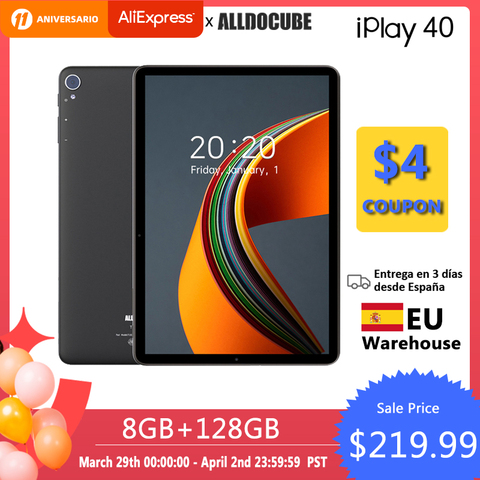 ALLDOCUBE iPlay 40 Tablet 10.4 Inch 8GB Ram 128GB Rom Tablet Android 10.0 Dual Sim Cards 2000*1200 IPS Unisoc T618 6000mAh BT5.0 ► Photo 1/6