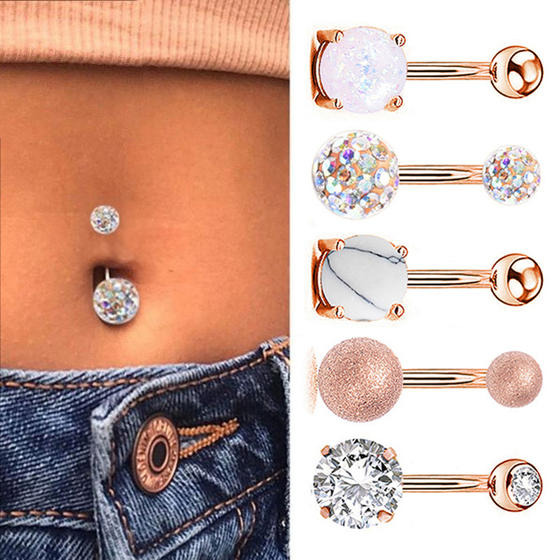 1PC Stainless Steel very shinnng crystal Belly barbell Navel Ring  body piercing