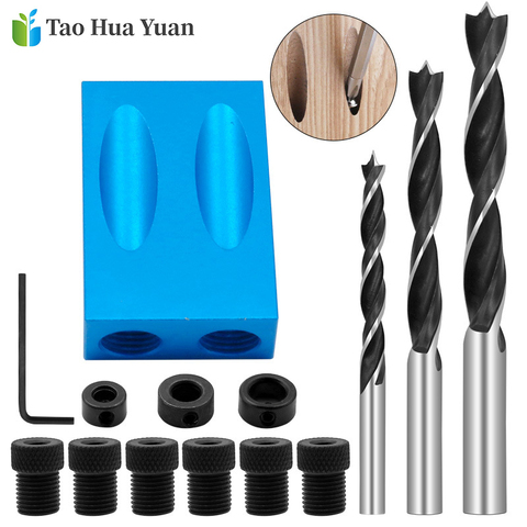 Oblique Hole Locator Drill Bits Woodworking Pocket Hole Jig Kit 15 Degree Angle Drill Guide Set Hole Puncher DIY Carpentry Tools ► Photo 1/6