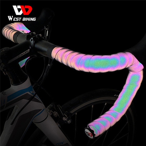 WEST BIKING Reflective Bike Handlebar Tape Quality EVA Shockproof Bike Cycling Bar Tape Wrap With Bar Plugs Bicycle Accessories ► Photo 1/6