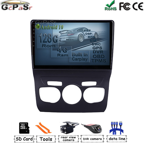 9'' Android 10 Carplay for Citroen C4 C4L DS4 2013 2014-2017 Car Multimedia Video player GPS Navigation BT WIFI ► Photo 1/6