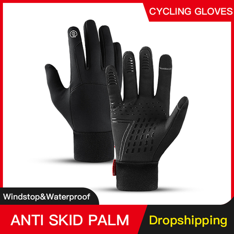 Winter Ski Mens Gloves Women Fashion Black Cycling Warm Windproof Waterproof Touch Screen Gloves Ladies Non-Slip Riding Gloves ► Photo 1/6