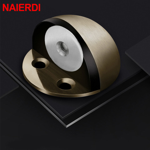 NAIERDI Stainless Steel Rubber Magnetic Door Stopper Non Punching Sticker Hidden Door Holders Floor Mounted Nail-free Door Stops ► Photo 1/6