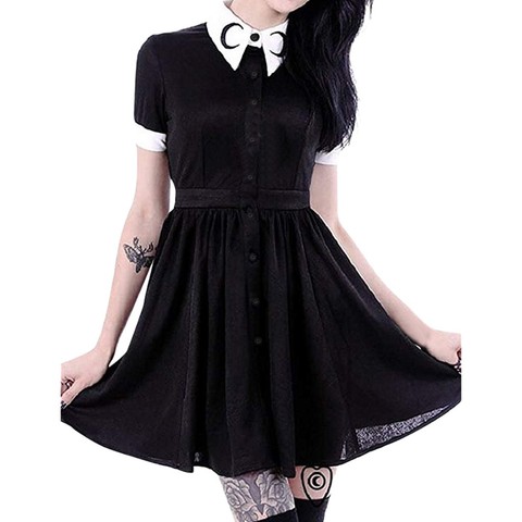 Fashion Women Gothic Punk Dress Plus Size Dress Casual Short Summer A-Line Dress Sundress Evening Party Dress Vestidos de fiesta ► Photo 1/6