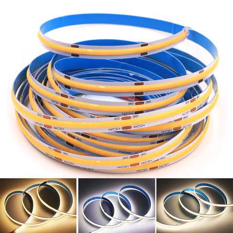 5M DC 12V 24V High Density Flexible COB LED Strip Light RA90 300/308/384/528LEDs/M Flexible LED Tape for Home Decoration ► Photo 1/6