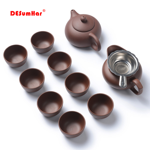 Handmade Purple Clay Kung Fu Tea Set Yixing Teapot Drinkware Tea Pot Cup Set ,Zisha Ceramic Chinese puer Teaset kettle ► Photo 1/6