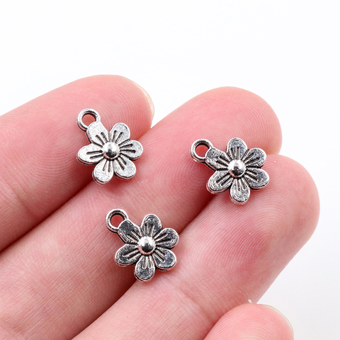 20pcs Charms Double Sided Flower 12x9mm Antique Making Pendant fit,Vintage Antique Silver color,DIY Handmade Jewelry ► Photo 1/3