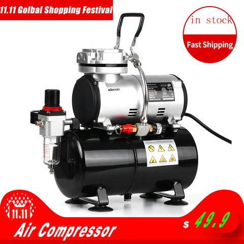 KKmoon Professional Airbrush Compressor Oil-less Quiet High-pressure Pump Tattoo Manicure Spraying Air Compressor Tank ► Photo 1/5
