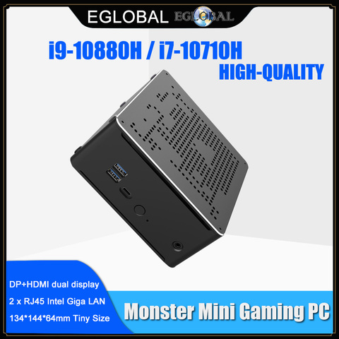 2 Lans Gaming Mini PC Intel i9 9880H i7 10750H Xeon 2286M 2*DDR4 64GB 2*M.2 PCIE+1*2.5''SATA Thin Computer Win10 HDMI DP AC WiFi ► Photo 1/6