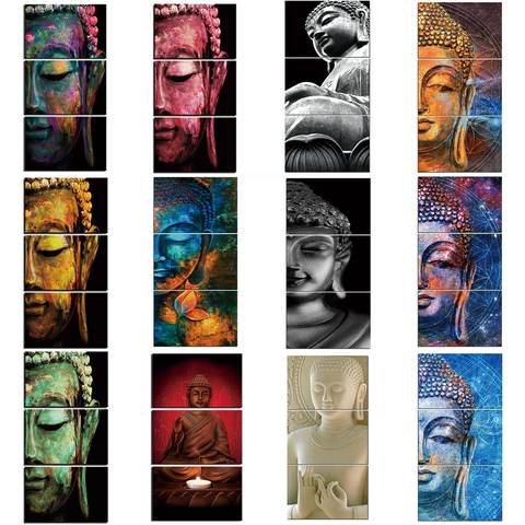 Modern Wall Pictures Abstract Buddha HD printed 3 piece Canvas Art portrait religion Painting Wall Art for living room ► Photo 1/6