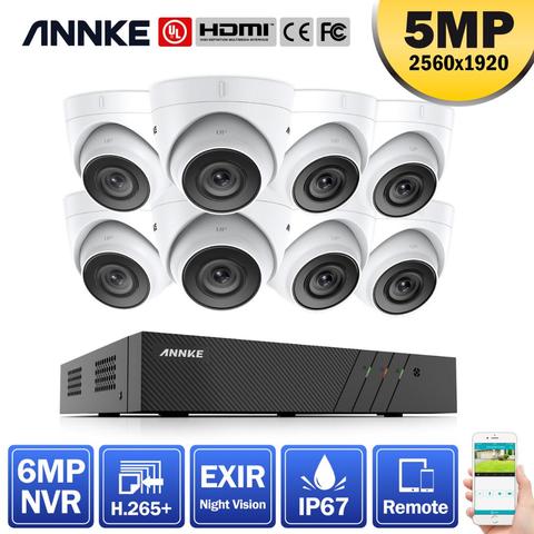 ANNKE 8CH FHD 5MP POE Network Video Security System H.265+ 6MP NVR With 8X 5MP Weatherproof Video Surveillance Camera POE Camera ► Photo 1/6