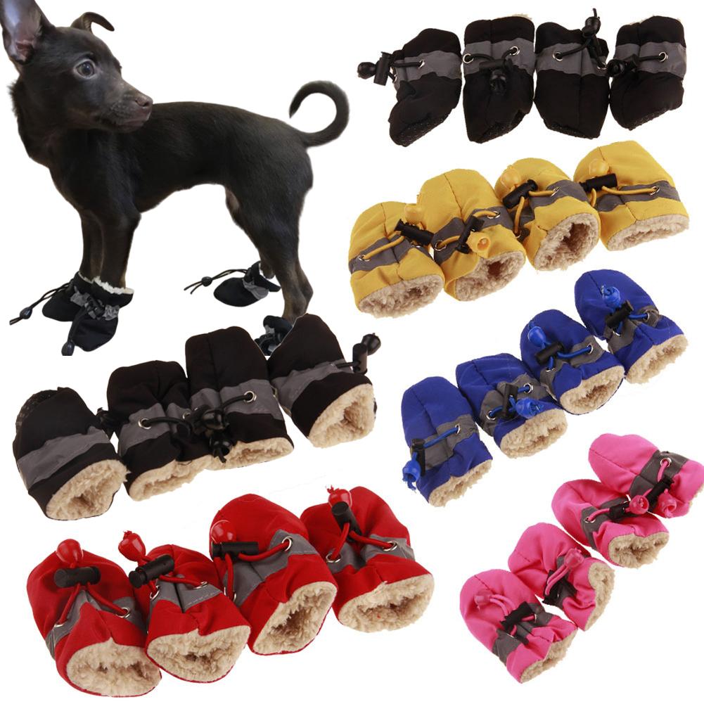4Pcs Dog Shoes Anti-slip Rain Snow Boots Puppy Dog Pet Dog Socks Booties 