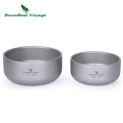 Boundless Voyage Titanium Double-Wall Bowl for Adult Children Outdoor Camping Tableware 200ml 220ml 420ml 450ml ► Photo 1/6