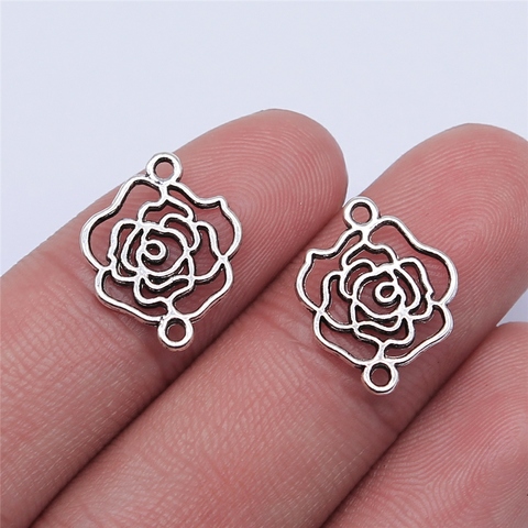 WYSIWYG 20pcs 17x14mm Antique Silver Color Hollow Flower Connector Charms For Jewelry Making DIY Jewelry Findings ► Photo 1/2