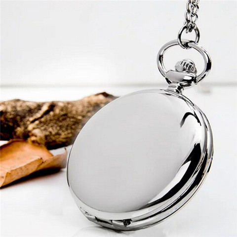 Fob watches Retro Classical Silver Polish Quartz Pocket Watch Mens Pendant Chain Smooth Pocket Watches Relogio De Bolso Gift ► Photo 1/6