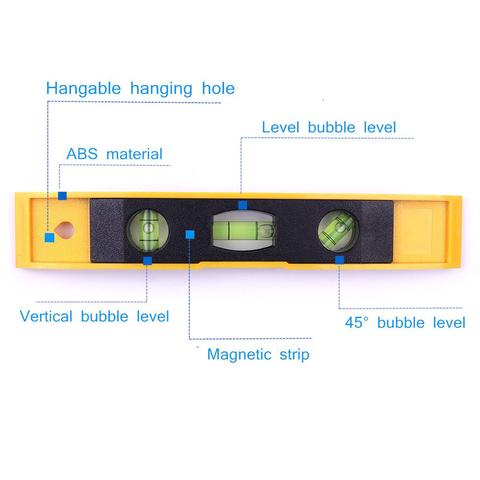 Hot 230mm 9.06 Inch Spirit Level Bubble Ruler Magnetic 3 Level Bubble Vertical/Horizontal/45 degree Level Measuring Instruments ► Photo 1/6