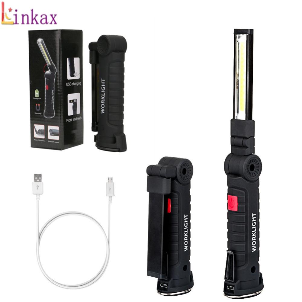 Rechargeable Magnetic COB LED Work Light Lamp Folding Inspection Torch Repair 