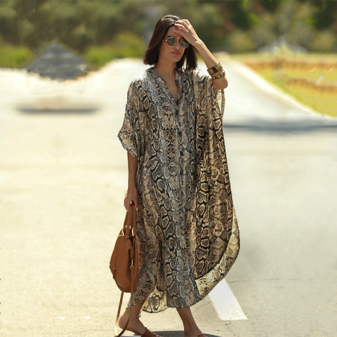 Polyester Long Beach Dress Beach swimsuit Cover up Kaftan Sarong Vestido Swim wear Cover up Ropa de Playa Tunic Beach Q1097 ► Photo 1/6