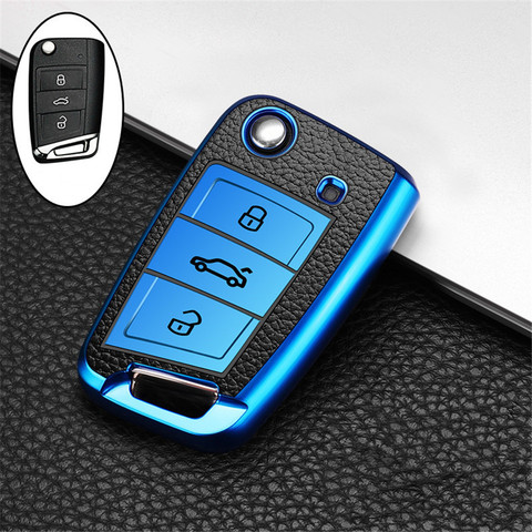 Car Key Case Cover For Volkswagen VW Polo Golf 7 MK7 Tiguan passat For Skoda Octavia Kodiaq Karoq For Seat Ateca Leon Key Bag ► Photo 1/6