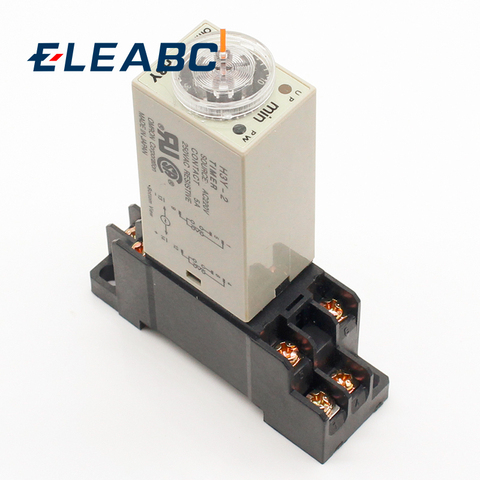 1pcs H3Y-2 AC 220V Delay Timer Time Relay 0 - 30 Minute/Seconds with Base ► Photo 1/3