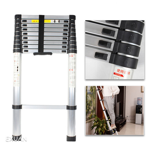 Multifunctional Thickened Aluminum Alloy Portable Single-sided 4.1M Telescopic Ladder ► Photo 1/4