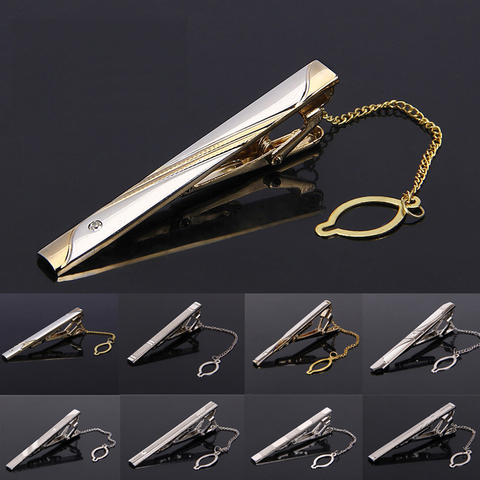 New Silvery Tie Clip For Men Classic Meter Tie Clips Alloy Tie Bar Quality Enamel Tie Collar Pin Crystal Business Corbata ► Photo 1/5