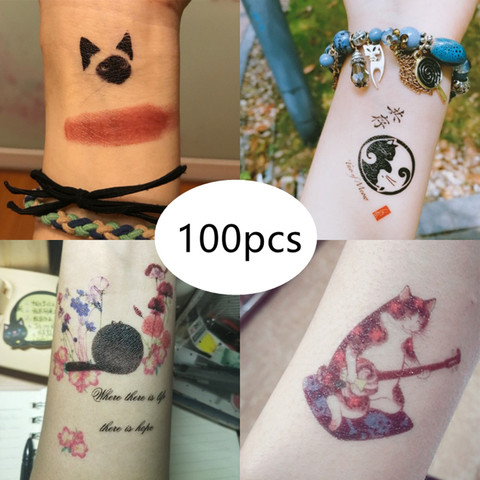 100pcs temporary tattoo stickers cute little tattoo stickers stylish waterproof fake tattoos ► Photo 1/6