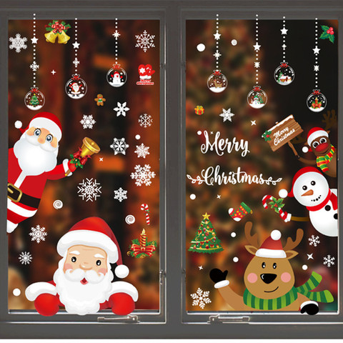 Xmas DIY 1set Christmas Window Sticker Pattern Noel Gifts Christmas Decorations for Home Ornaments Navidad Decor 2022 New Year ► Photo 1/6