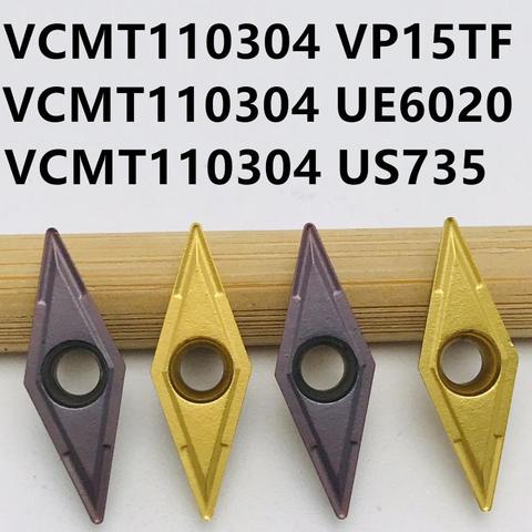 10PCS VCMT110304 VP15TF UE6020 US735 Universal stainless steel carbide blade VCMT 110304 tungsten carbide lathe tool blade ► Photo 1/6