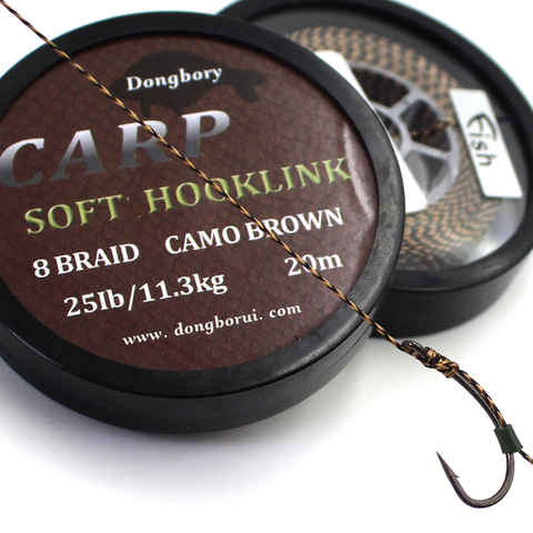 20M Carp Fishing Line 8 Strands Braided Carp Hooklink Camo Brown Soft Hook Link Line 15/25/35LB Carp Rig Wire for Fishing Tackle ► Photo 1/6