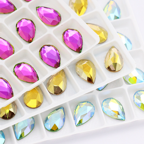 Astrobox 10pcs Flatback Colorful Drop Nail Rhinestones For Nails Art Decorations Crystal Glass Stone Manicure 3D Shiny ► Photo 1/6