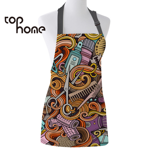 Tophome Kitchen Apron Cartoon Graffiti Hairdressing  Adjustable Sleeveless Canvas Aprons for Men Women Kids Home Cleaning Tools ► Photo 1/6