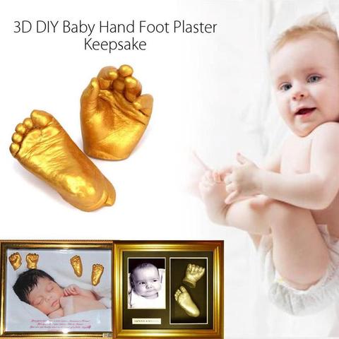 1 Set Baby 3d Hand Foot Print Mold Powder Plaster Casting Kit Handprint Footprint Keepsake Gift Baby Growth Memorial Manual New ► Photo 1/6