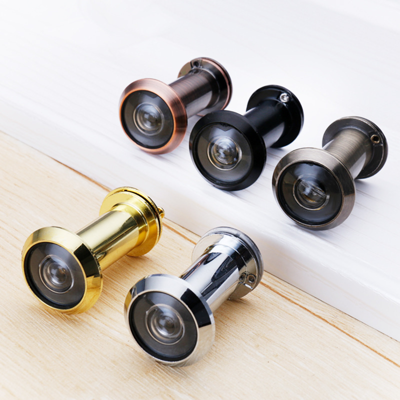 Adjustable 200 Degree Wide Angle Door Viewer Brass Scope Peephole Home Security 