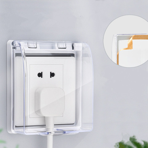 Self-adhesive 86 type wall socket waterproof box nail-free glue paste Doorbell board panel Cover switch Button protection Cover ► Photo 1/6