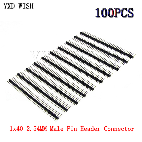 100pcs 1X40PIN 2.54MM 1x40 Pin 2.54 Male Pin Header Connector Row 2.54 MM Breakable 40 Pins Connectors Strip Board ► Photo 1/2
