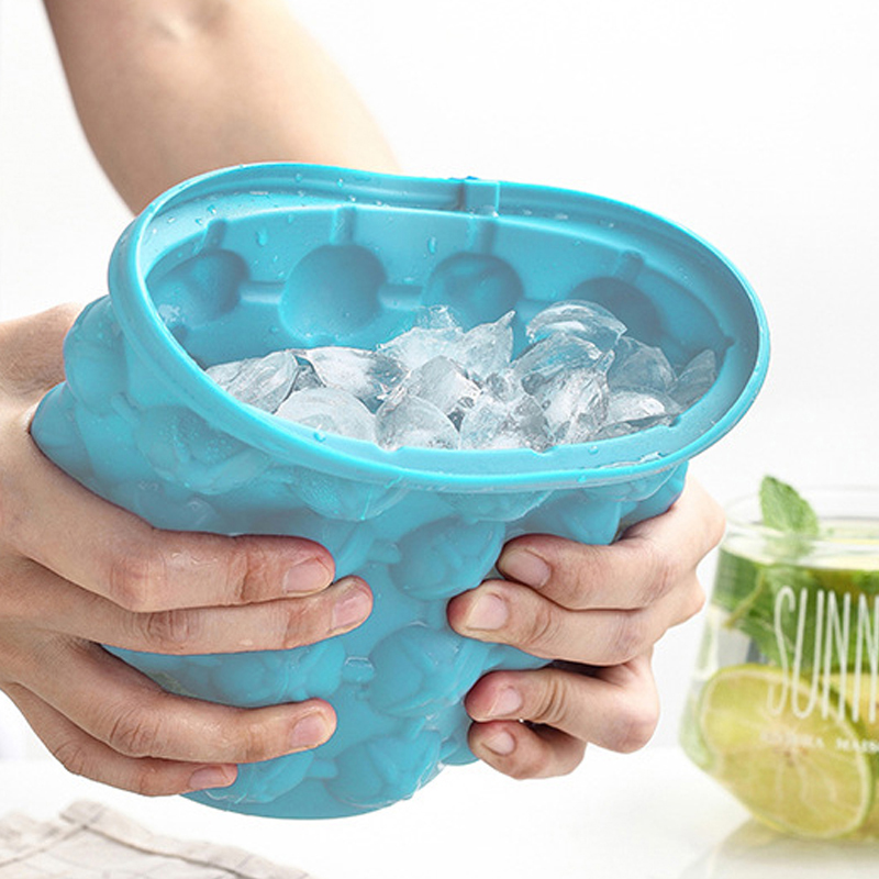 Summer Ice Bucket Silicone Ice Cube Portable Cube Maker Saving Tray Tool 