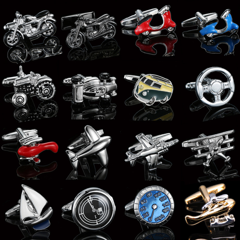 French shirt Cufflinks Aircraft sailboat  motorcycle racing car Design cuff buttons Men's business jewelry accessories wholesale ► Photo 1/6