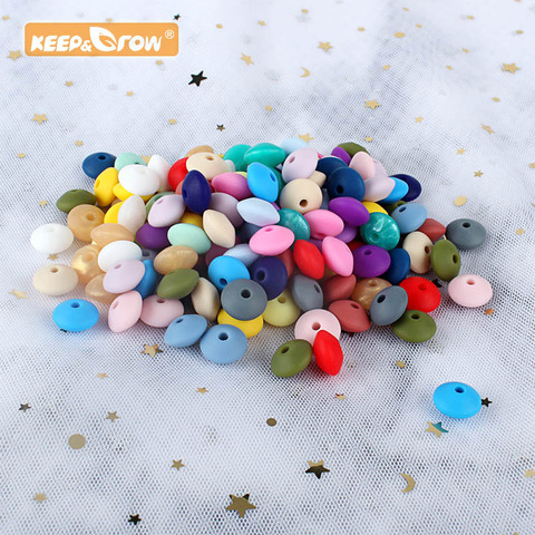 keep&grow 50pcs Lentil Silicone Beads 12mm Food Grade Rodent DIY Baby Pendant Necklace Baby Teether children's products ► Photo 1/6