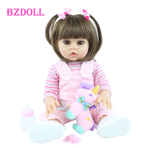 48cm Full Silicone Reborn Baby Doll Toys For Girl 19 inch Soft Vinyl Princess Babies Birthday Gift Bonecas Kids Bathe Toy ► Photo 1/6