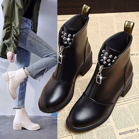 Zipper Lady Boots Brand Women's Shoes Australia Boots-women Winter Footwear Round Toe Ladies Fashion Autumn Snow 2022 Rock Med ► Photo 1/5