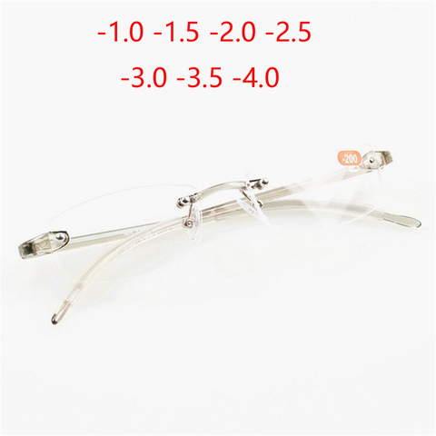 -1.0 -1.5 -2.0 -2.5 -3.0 -3.5 -4.0 Acrylic Lens Rimless Finished Myopia Glasses Women Men TR90 Soft Frame Myopes Lunettes ► Photo 1/6