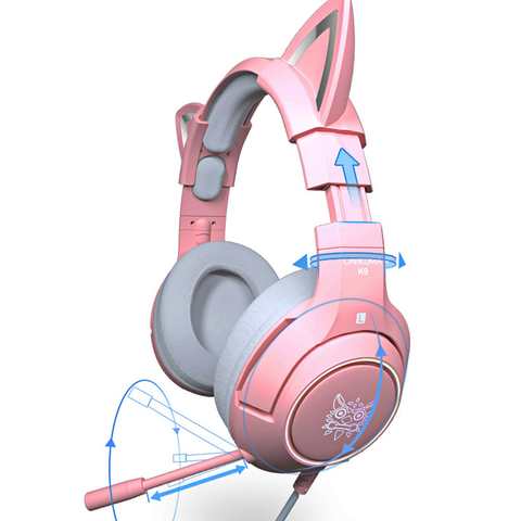 RGB Gaming 7.1 Stereo Headphones Pink Headset Removable Cat Ear Wired USB With Mic noise reduction For PS4/Xbox one cute Girl ► Photo 1/6