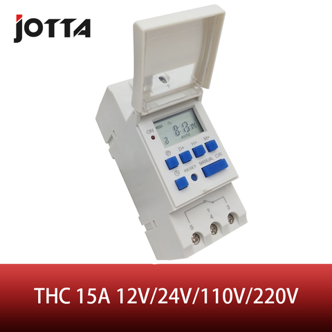 THC 15A  12V 24V 110V 220V Digital LCD Weekly Programmable Digital Timer Switch Time Relay ► Photo 1/6